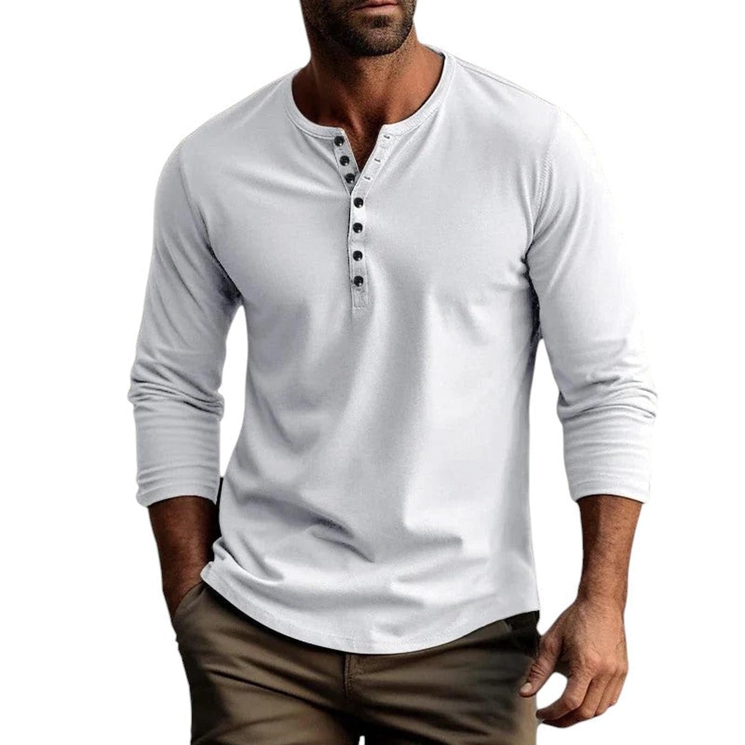 Men’s Henley Shirt Long Sleeve Casual Everyday Comfort Top