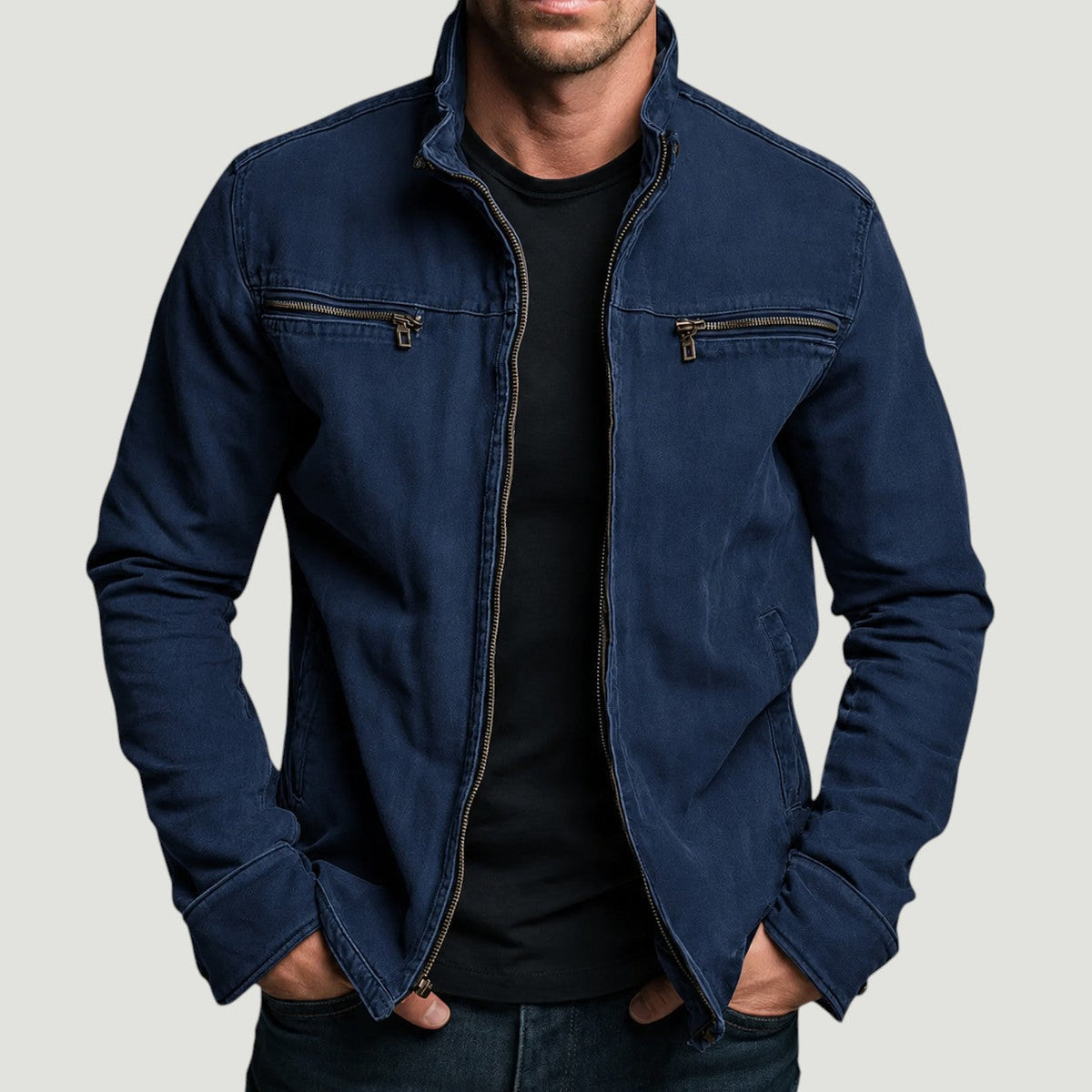 Men’s Zip Front Jacket Casual Streetwear Outer Layer
