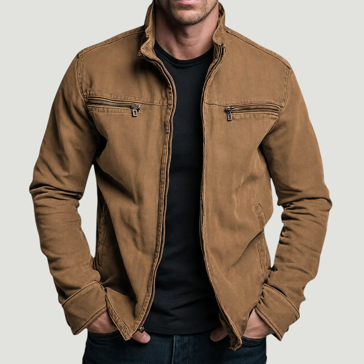 Men’s Zip Front Jacket Casual Streetwear Outer Layer