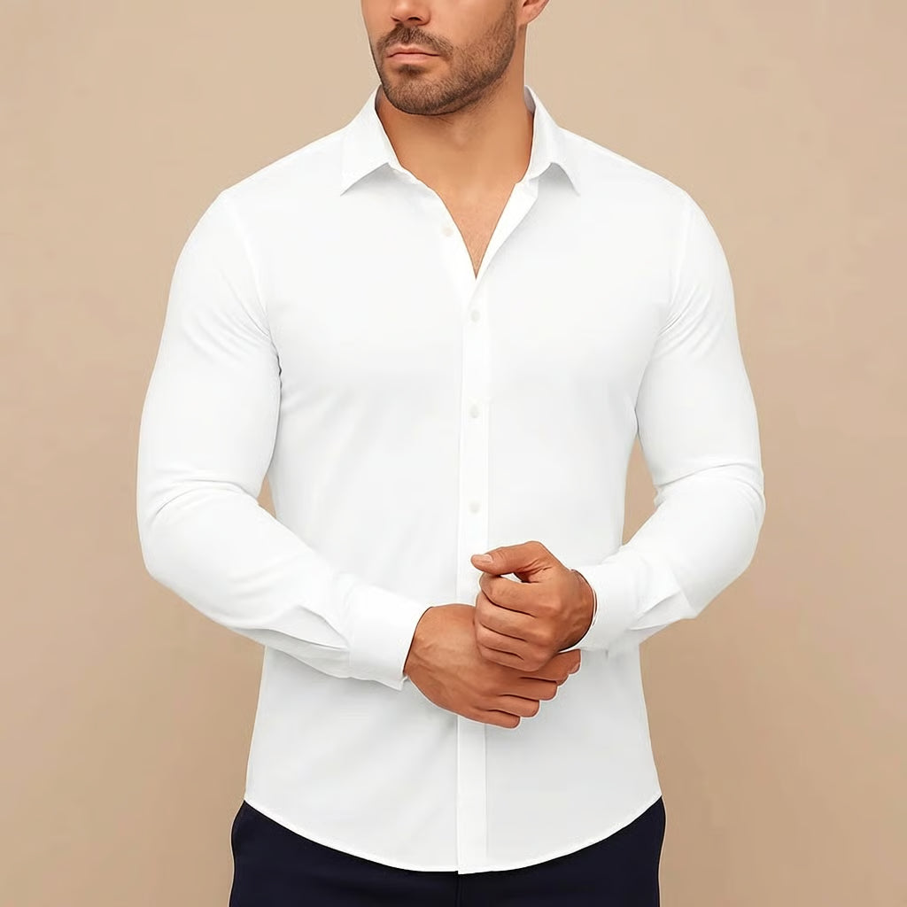 Men’s Button Up Shirt Long Sleeve Casual Slim Fit Top