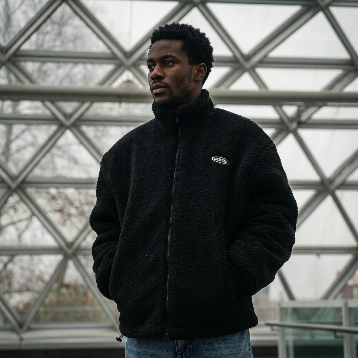 Men's Polyester Fleece Jacket | Casual Winter Outerwear