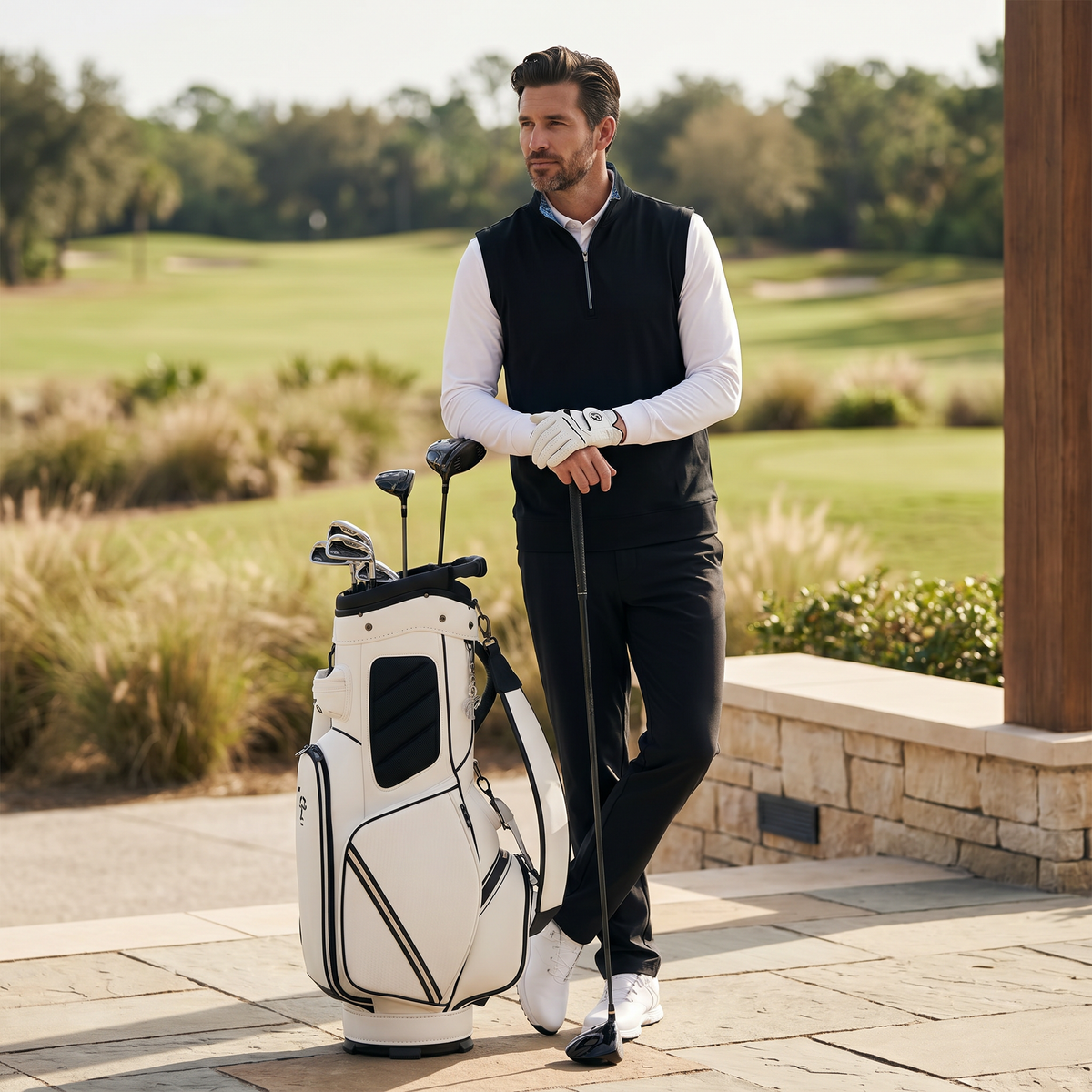 Men's Stretch Golf Vest | Quarter Zip | Windproof Moisture-Wicking Performance Wear
