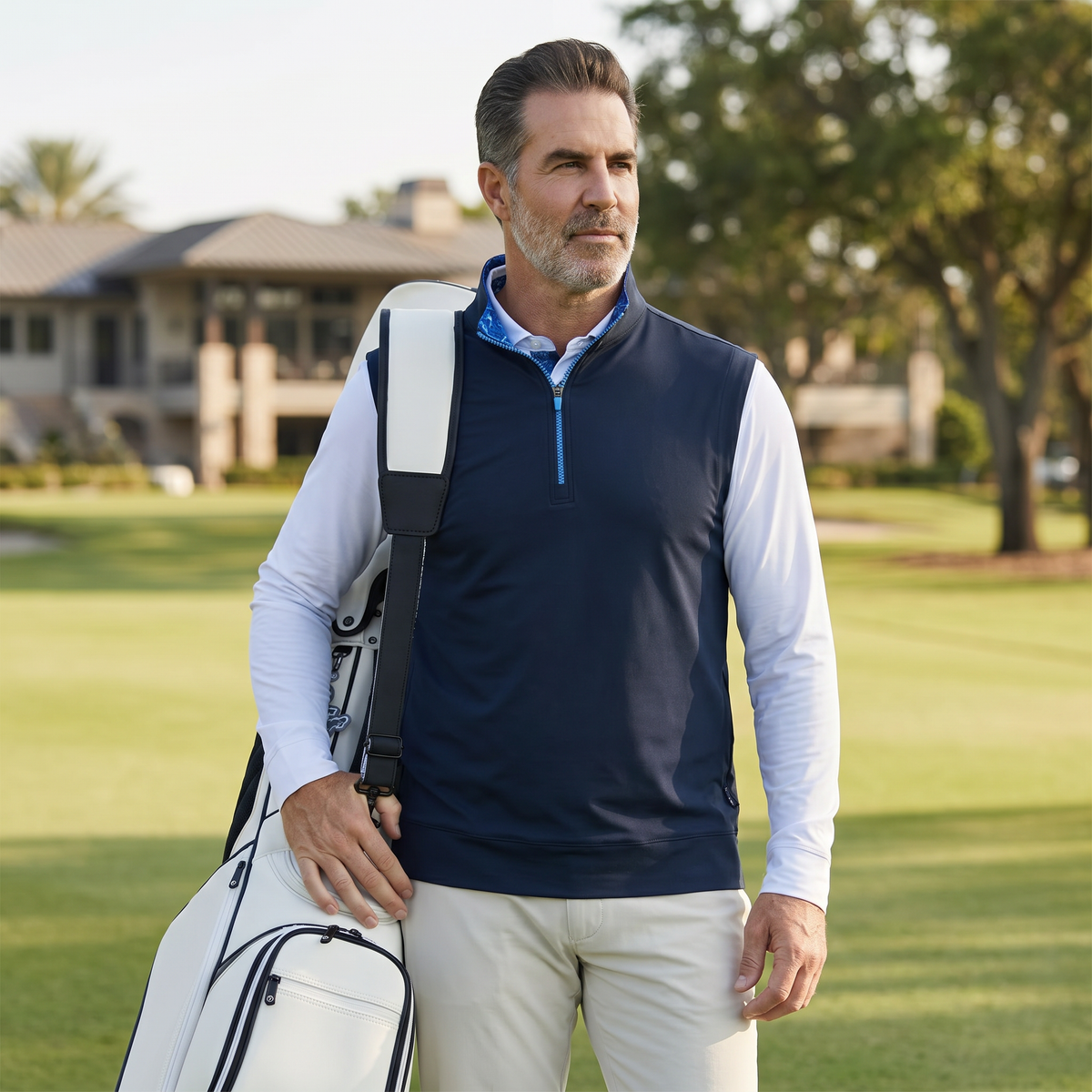 Men's Stretch Golf Vest | Quarter Zip | Windproof Moisture-Wicking Performance Wear