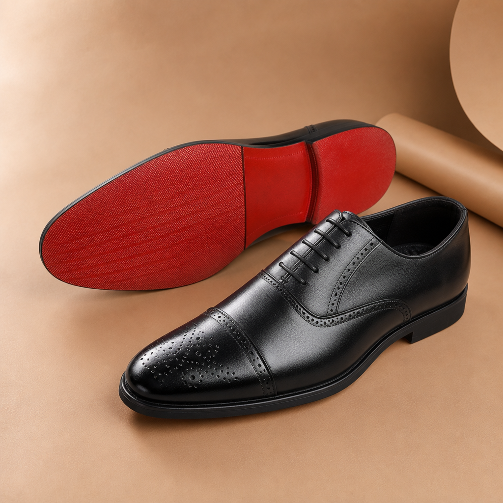 Red Bottoms Sole Leather Oxford Dress Shoes For Men