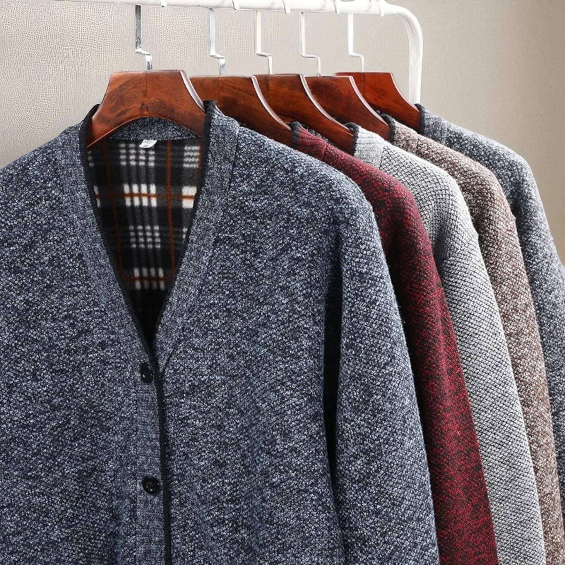 Men’s Textured Knit Cardigan – Cotton Blend Button-Up Design