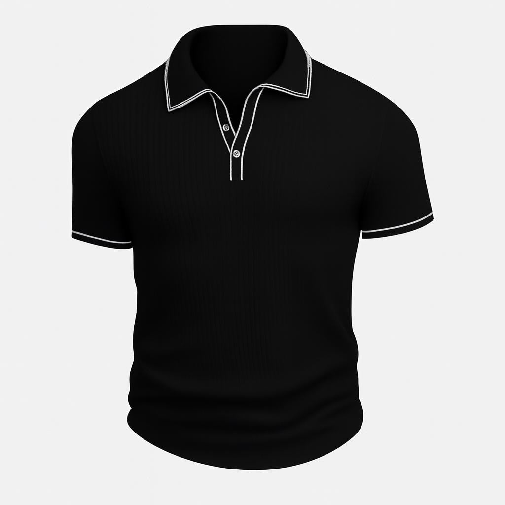 Men’s Ribbed Polo Shirt | Elegant Slim Fit Knitwear | Classic Short Sleeve Designer Style