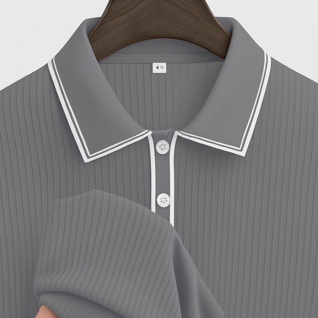 Men’s Ribbed Polo Shirt | Elegant Slim Fit Knitwear | Classic Short Sleeve Designer Style