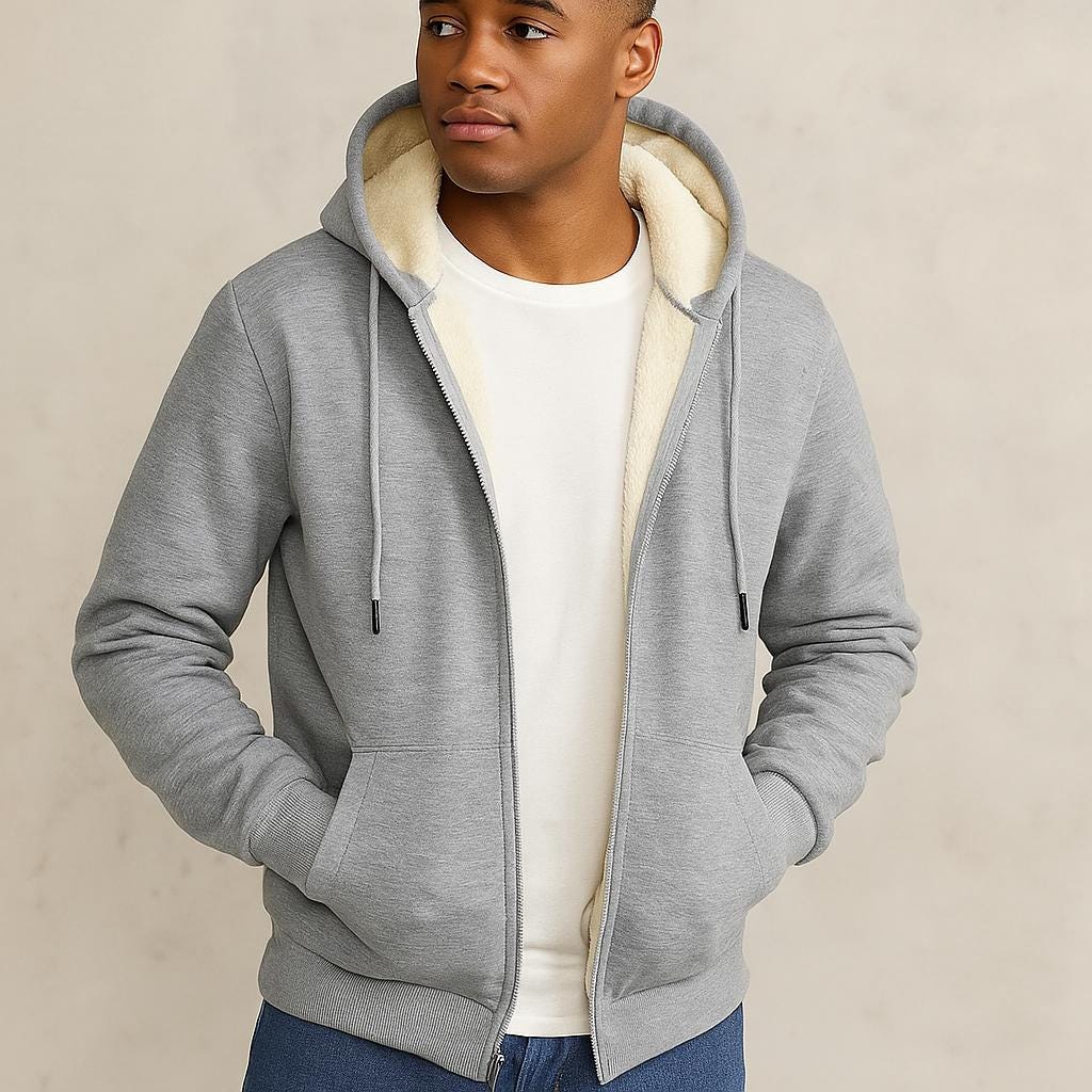 Men’s Zip-Up Hooded Sweatshirt – Clean Casual Design