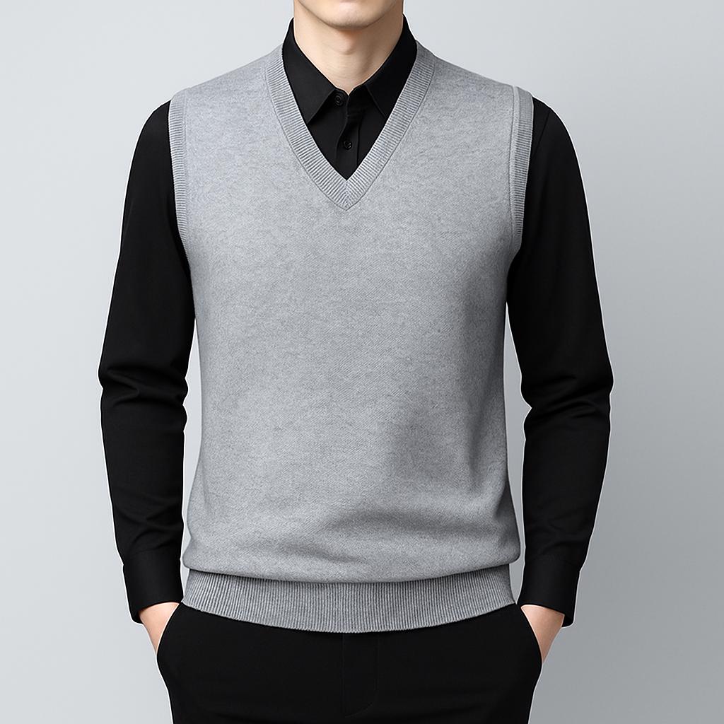 Men's V-Neck Knit Sweater Vest – Soft Lightweight Layering Piece