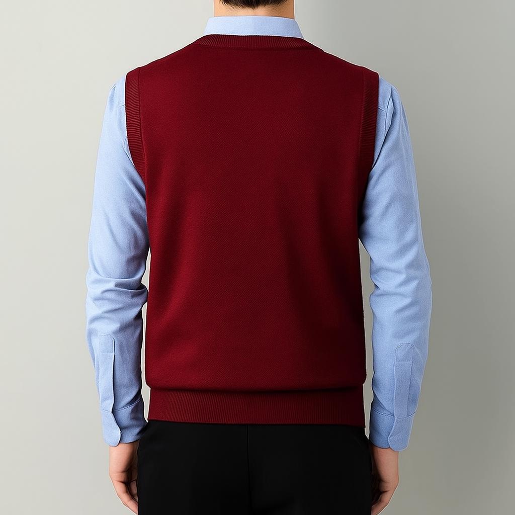 Men's V-Neck Knit Sweater Vest – Soft Lightweight Layering Piece