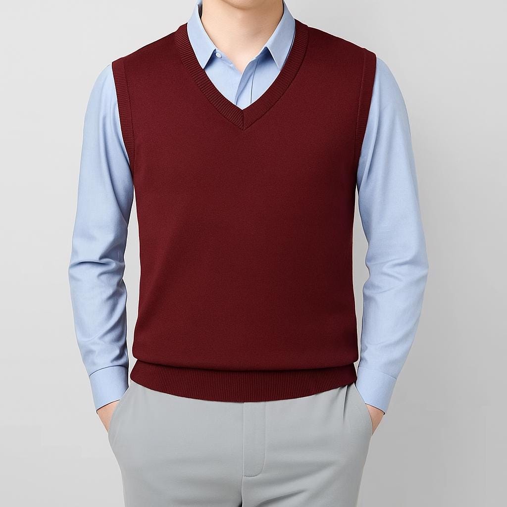 Men's V-Neck Knit Sweater Vest – Soft Lightweight Layering Piece