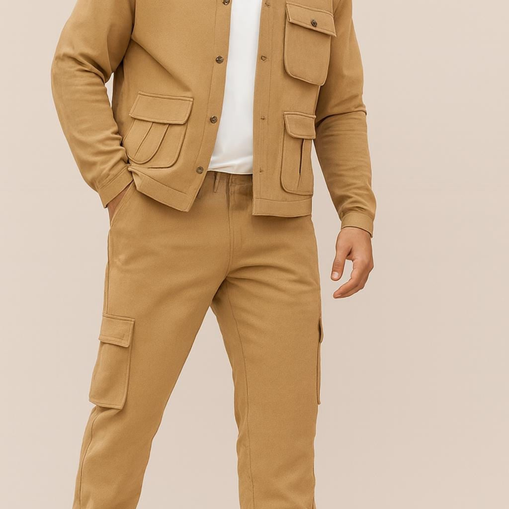 Men’s Casual Two-Piece Suit | Multi-Pocket Jacket & Pants | Streetwear Co-Ord Set