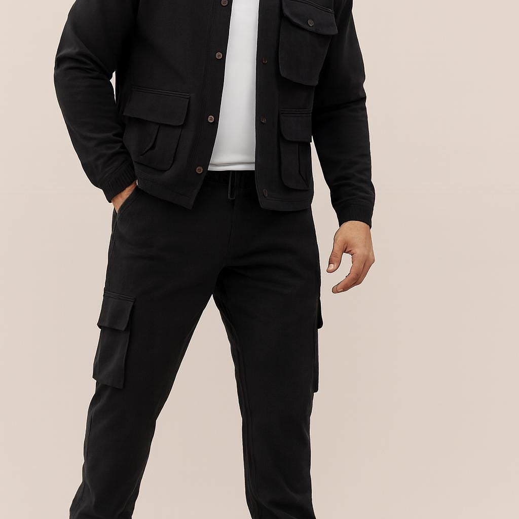 Men’s Casual Two-Piece Suit | Multi-Pocket Jacket & Pants | Streetwear Co-Ord Set