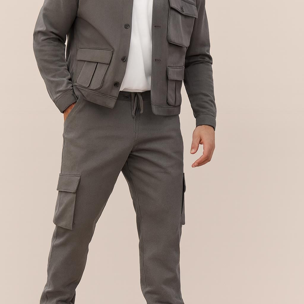 Men’s Casual Two-Piece Suit | Multi-Pocket Jacket & Pants | Streetwear Co-Ord Set