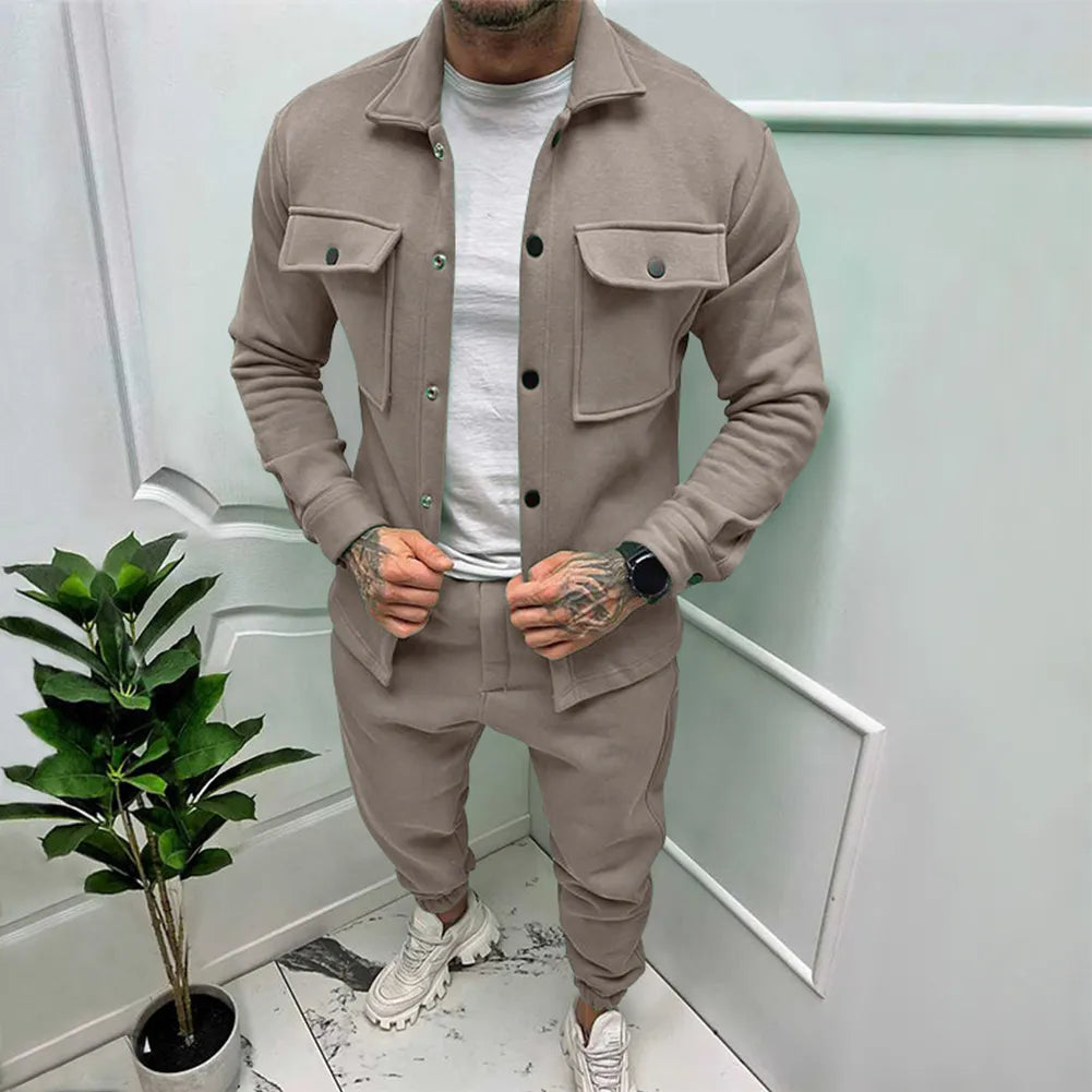 Mercu Stylish Suede Set – Men’s Two-Piece Premium Casual Outfit