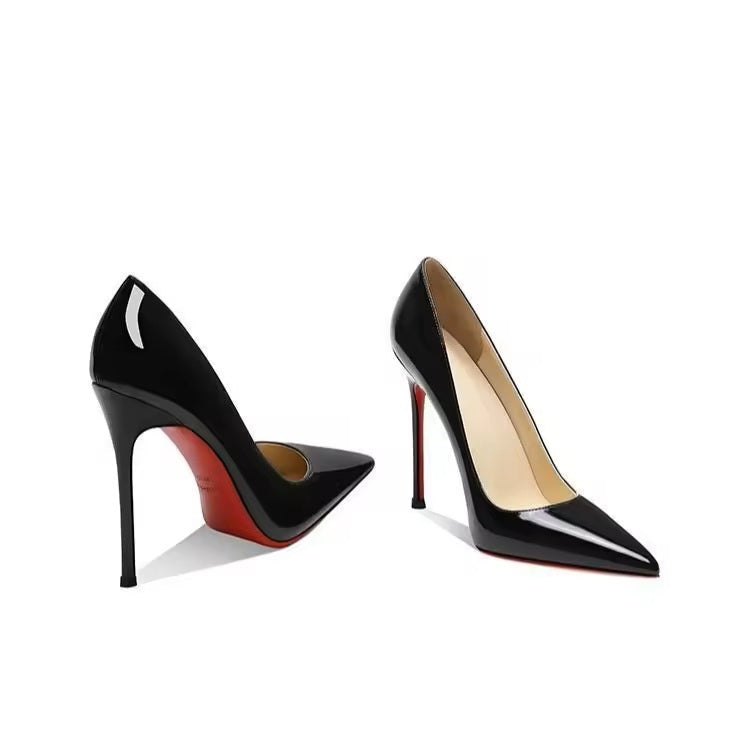 Leather High Heel Red Bottoms Stiletto Pumps Women's 8-12CM