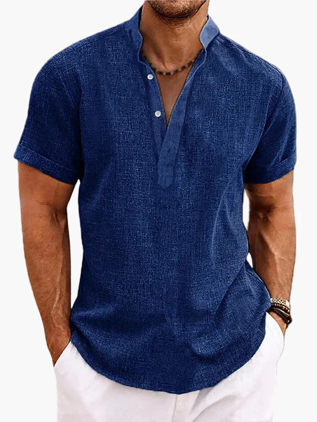 Men’s V Neck Short Sleeve Shirt Casual Summer Beach Top