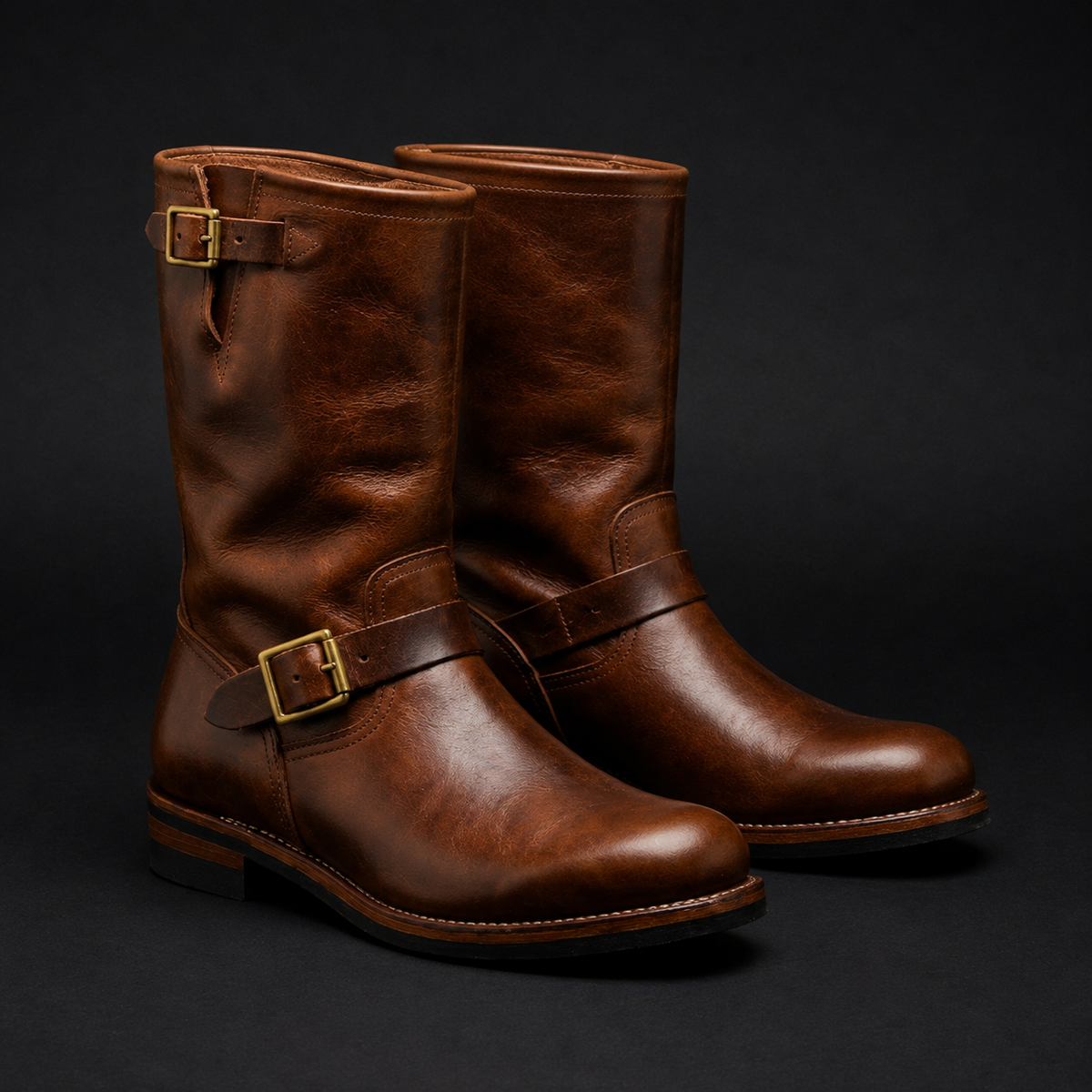 Men’s Western Boots Tall Buckle Detail Casual Footwear