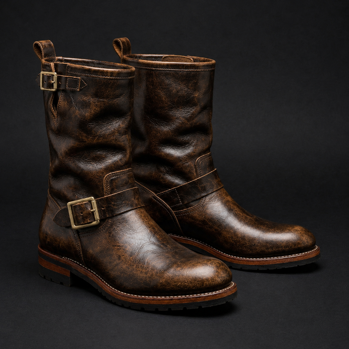 Men’s Western Boots Tall Buckle Detail Casual Footwear