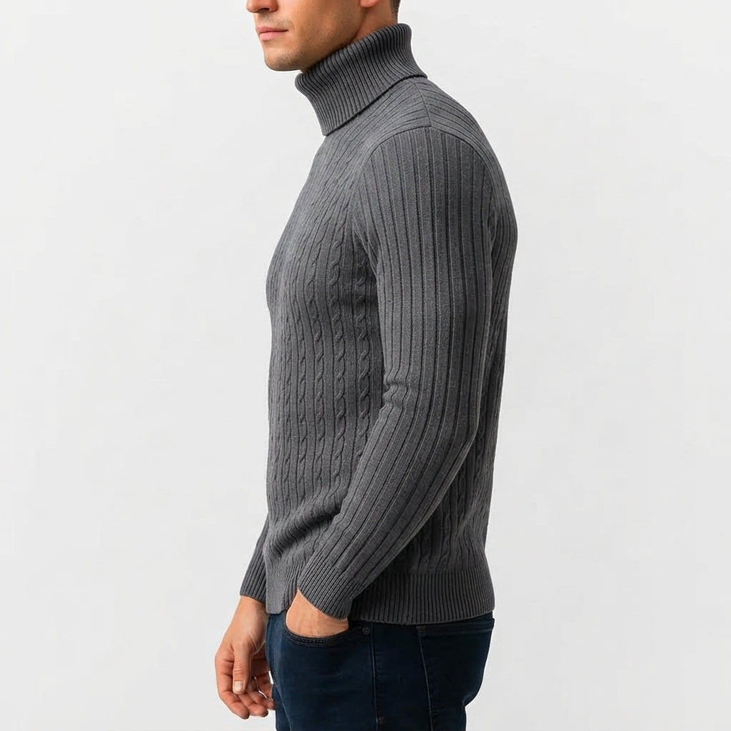 Men’s Turtleneck Sweater Long Sleeve Casual Knit Top