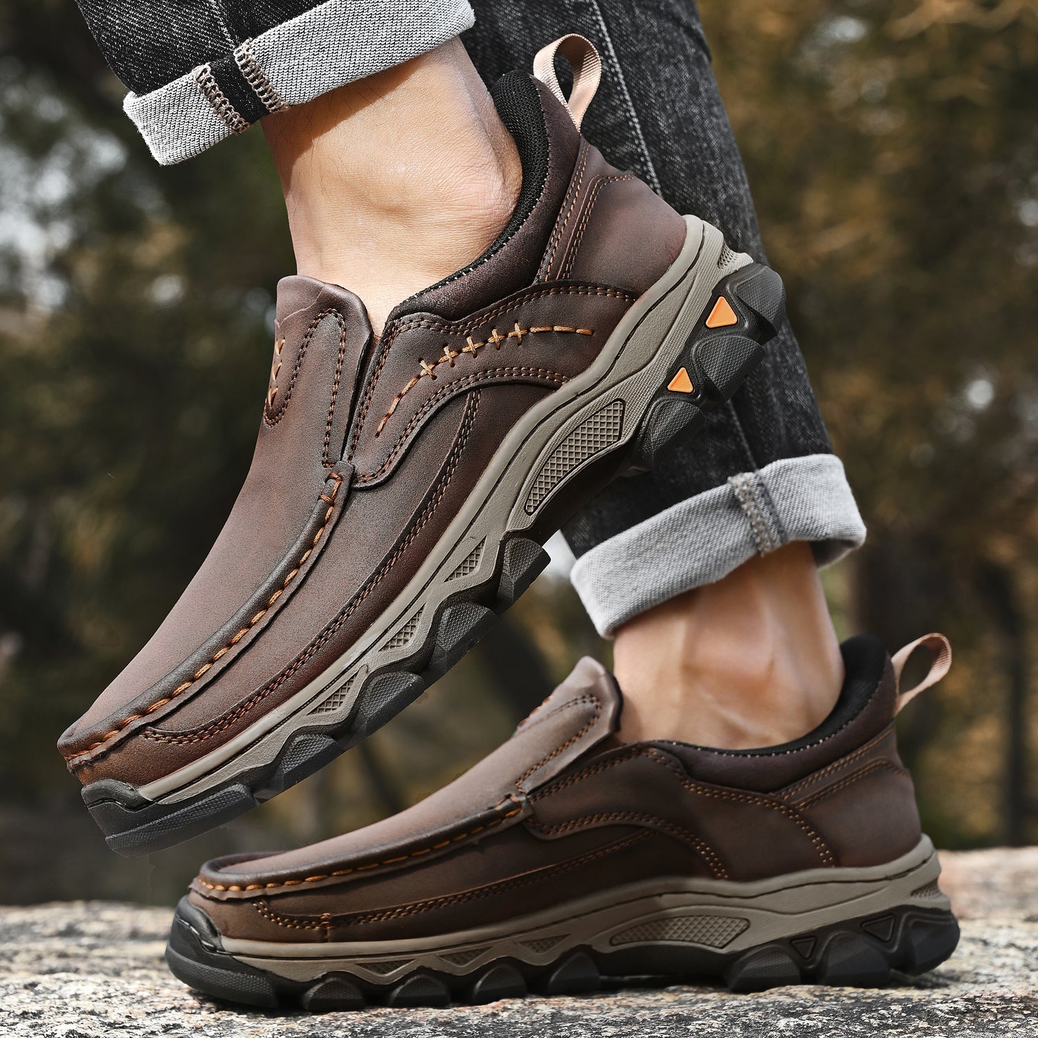 Men's Orthopedic Casual Slip-On Leather Walking Shoes