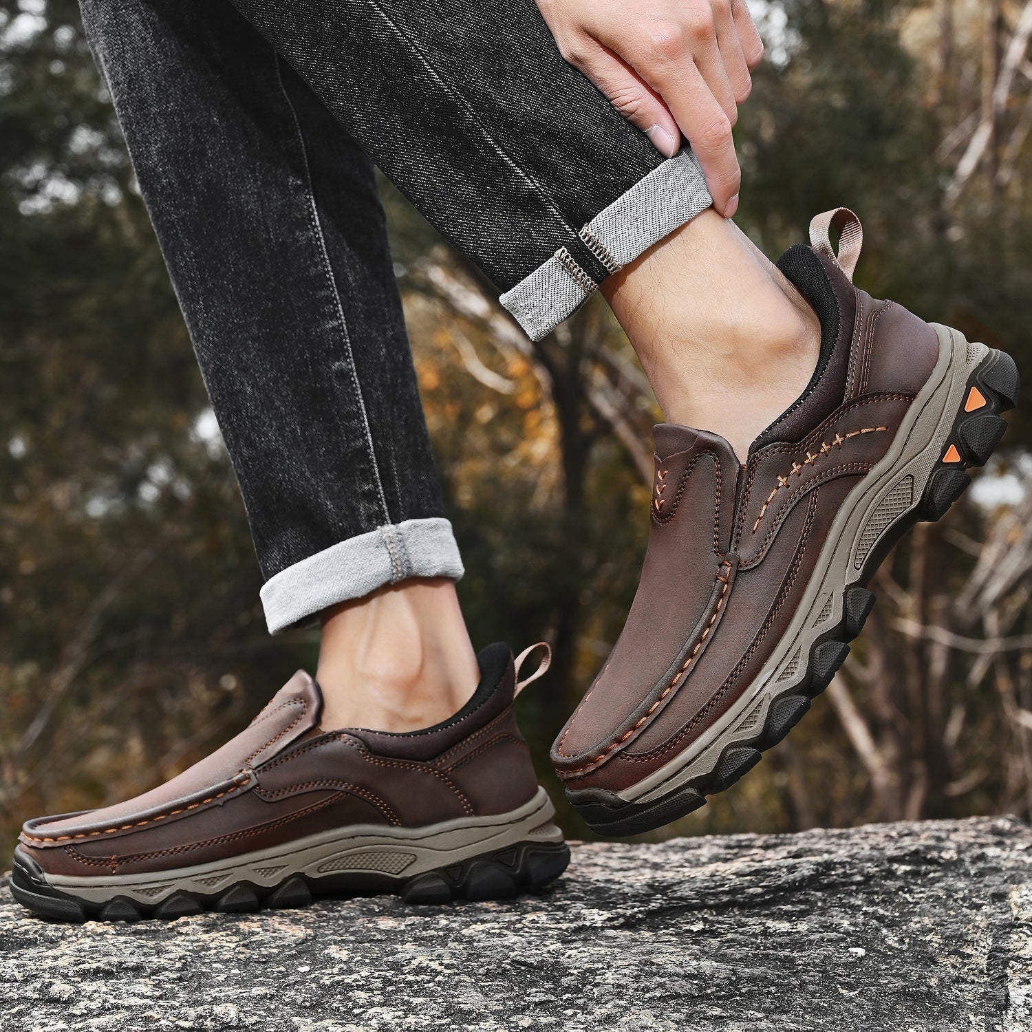 Men's Orthopedic Casual Slip-On Leather Walking Shoes
