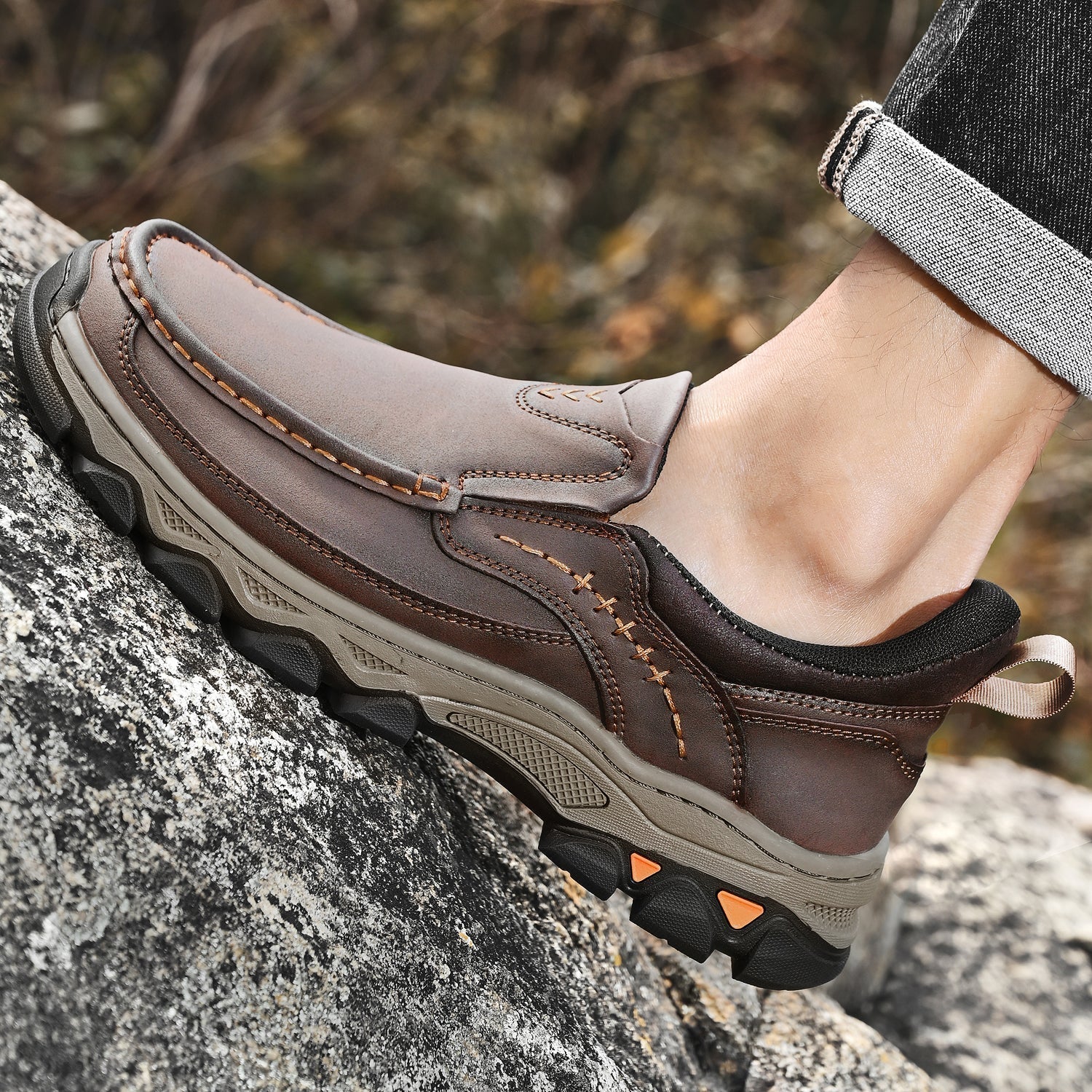 Men's Orthopedic Casual Slip-On Leather Walking Shoes