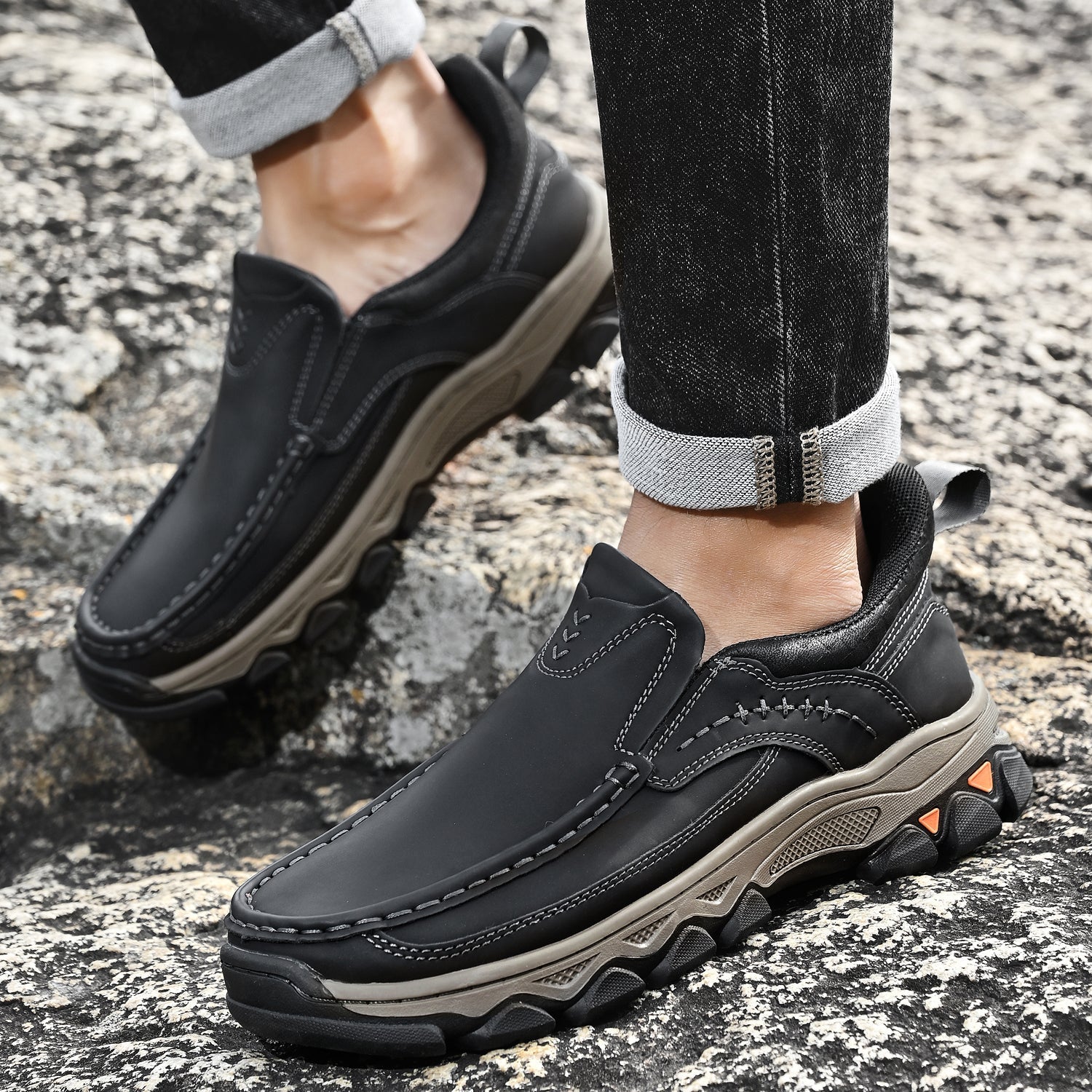 Men's Orthopedic Casual Slip-On Leather Walking Shoes