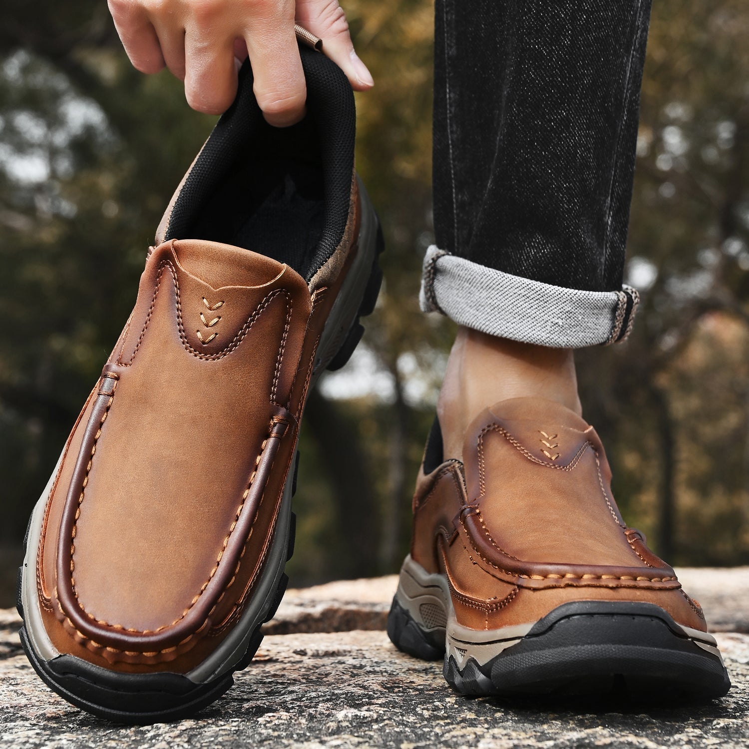 Men's Orthopedic Casual Slip-On Leather Walking Shoes