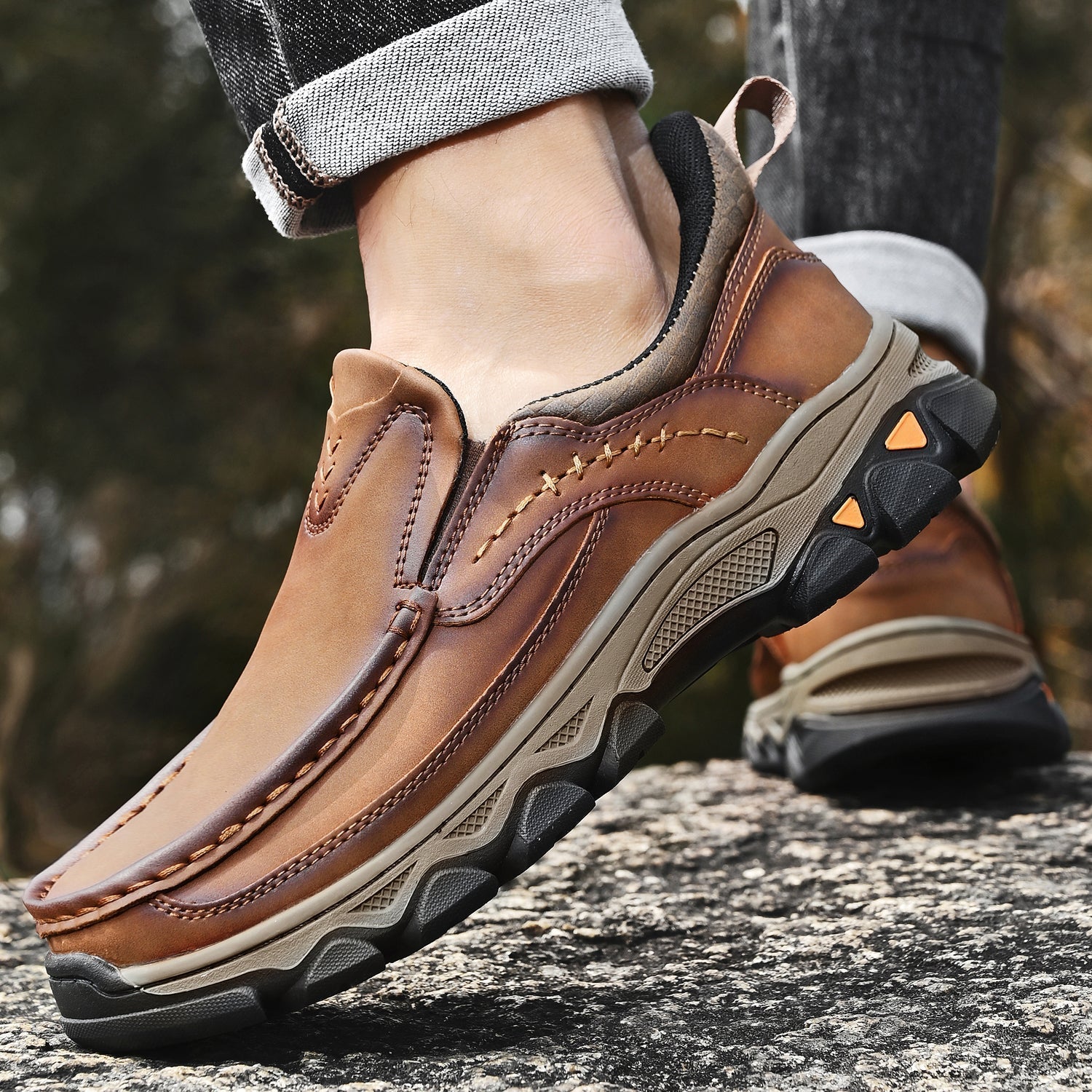 Men's Orthopedic Casual Slip-On Leather Walking Shoes