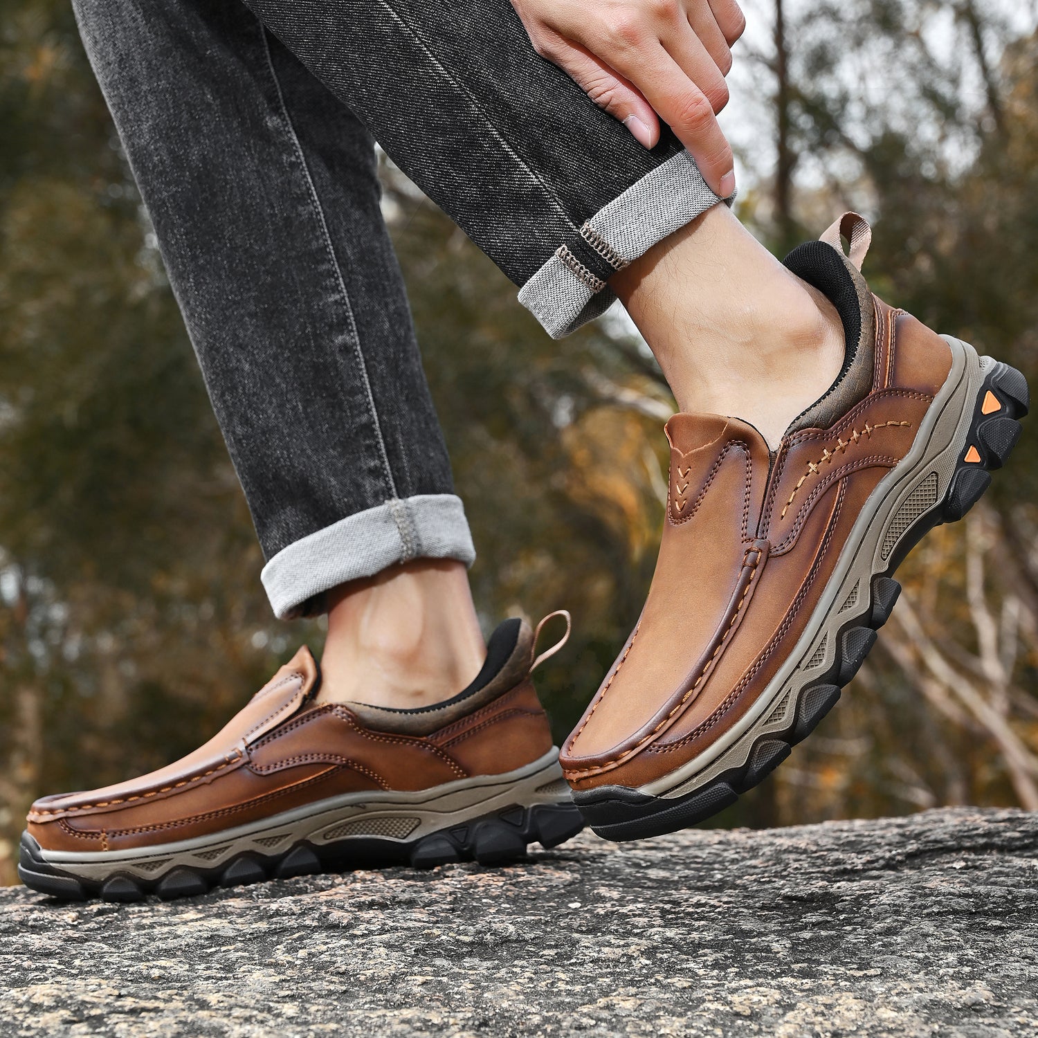 Men's Orthopedic Casual Slip-On Leather Walking Shoes