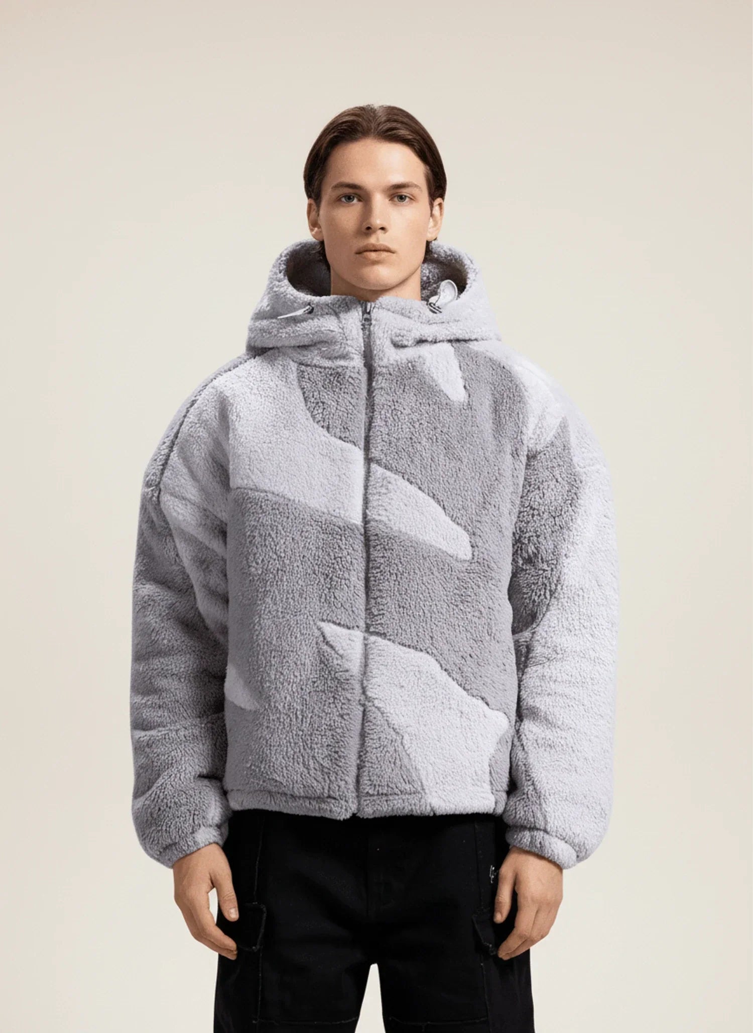 Men's Abstract Camo Fleece Hooded Zip Jacket