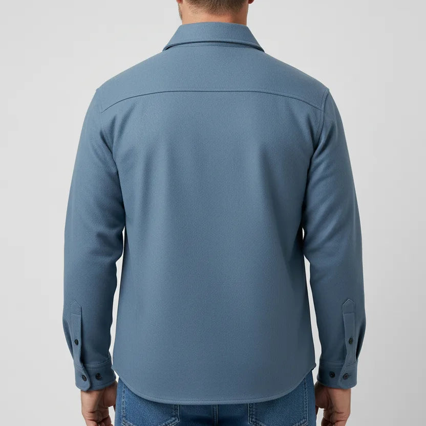 Men's Brushed Button-Up Overshirt with Chest Pockets