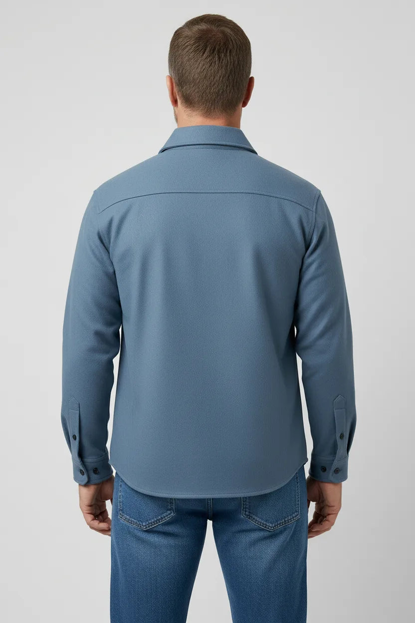Men's Brushed Button-Up Overshirt with Chest Pockets
