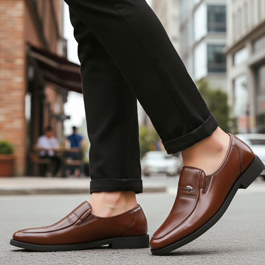 Men’s Leather Loafers – Lightweight Breathable Slip-On Shoes - Solorfit