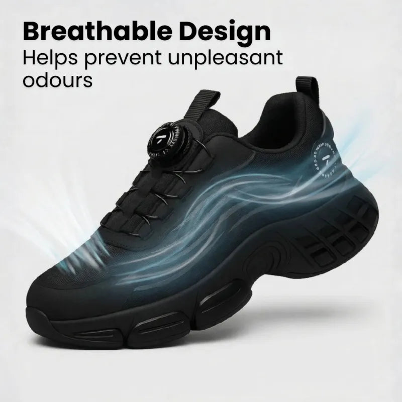 Men's Safety Trainers - Steel Toe Lightweight Work Shoes  with Dial Lacing, Slip-Resistant, Breathable Mesh