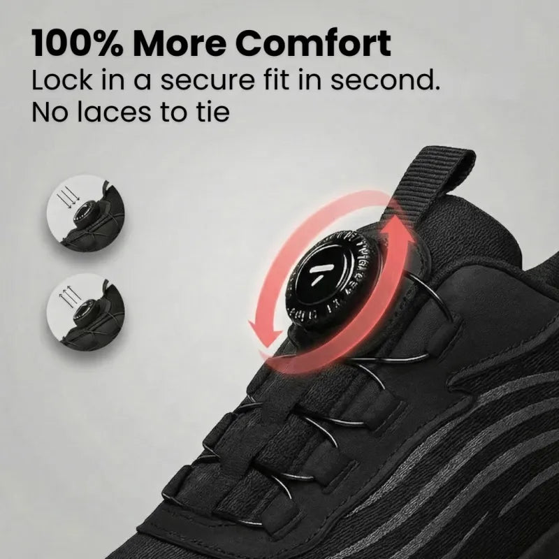 Men's Safety Trainers - Steel Toe Lightweight Work Shoes  with Dial Lacing, Slip-Resistant, Breathable Mesh