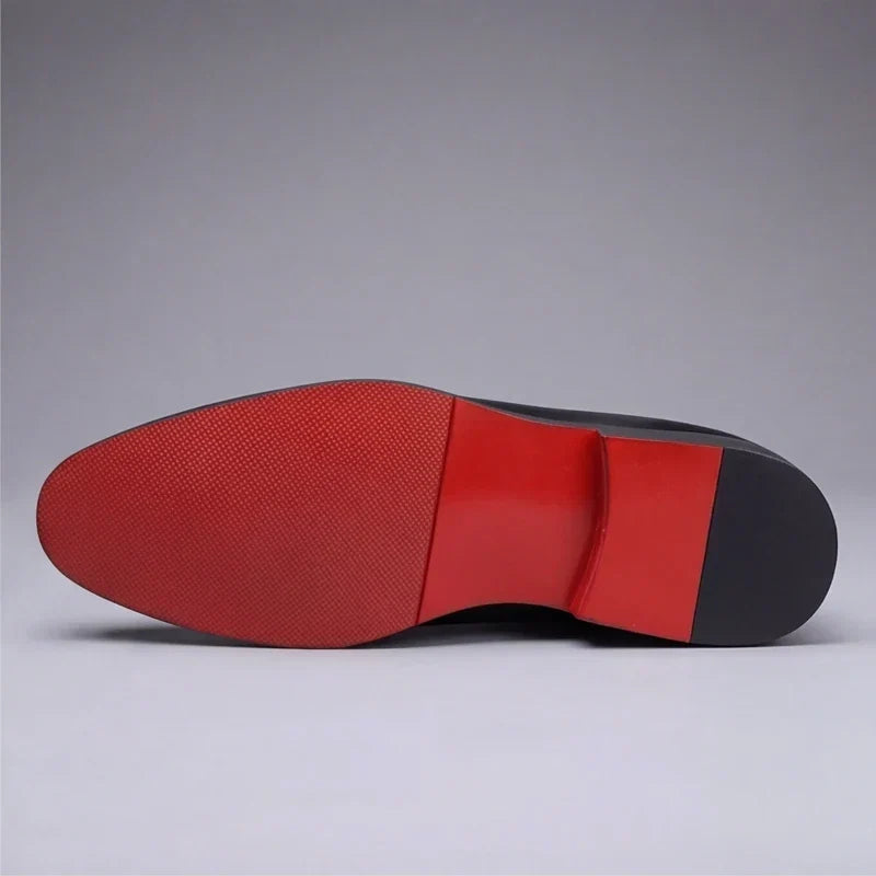 Men’s Slip On Dress Shoes Casual Loafers Formal Footwear Red Sole