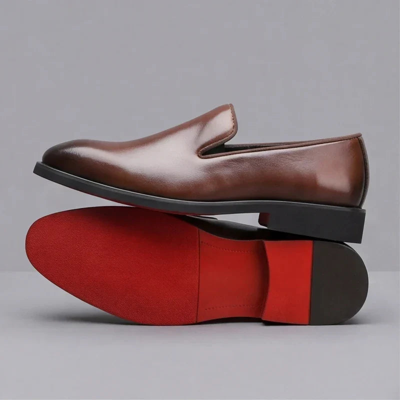 Men’s Slip On Dress Shoes Casual Loafers Formal Footwear Red Sole