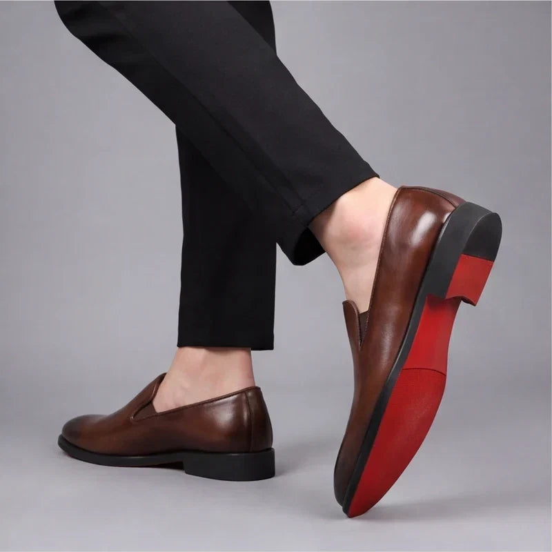Men’s Slip On Dress Shoes Casual Loafers Formal Footwear Red Sole