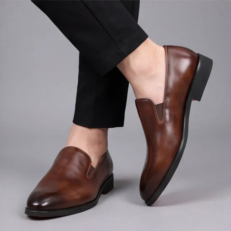Men’s Slip On Dress Shoes Casual Loafers Formal Footwear Red Sole