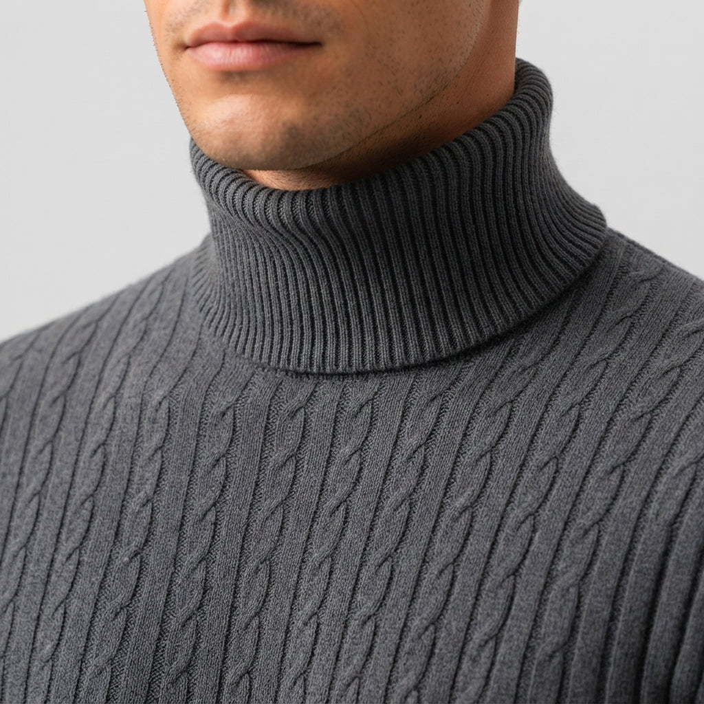 Men’s Turtleneck Sweater Long Sleeve Casual Knit Top
