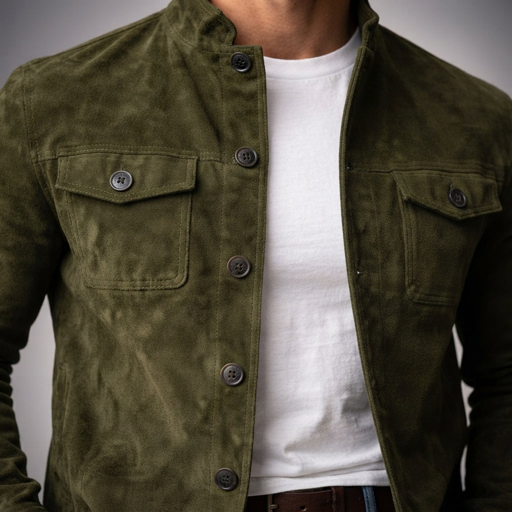 Men’s Casual Field Jacket Button Up Utility Outerwear