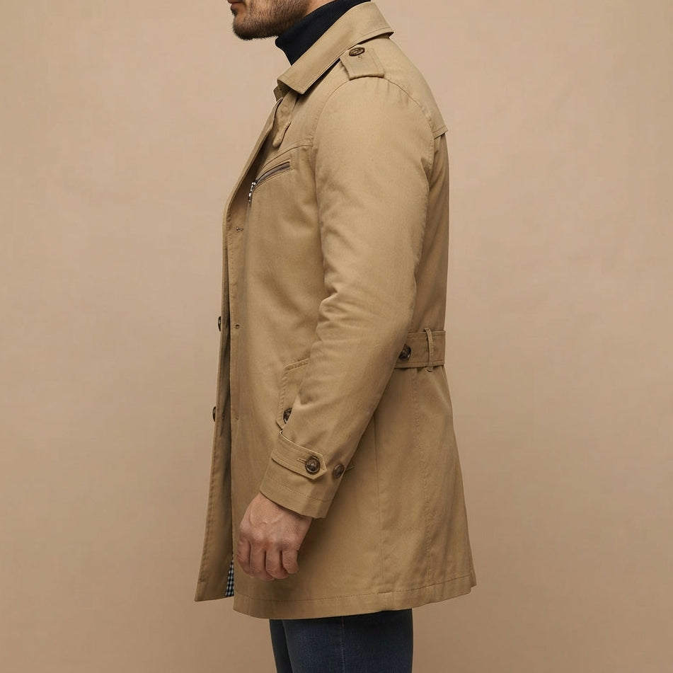 Men’s Trench Coat Casual Long Jacket Business Outerwear