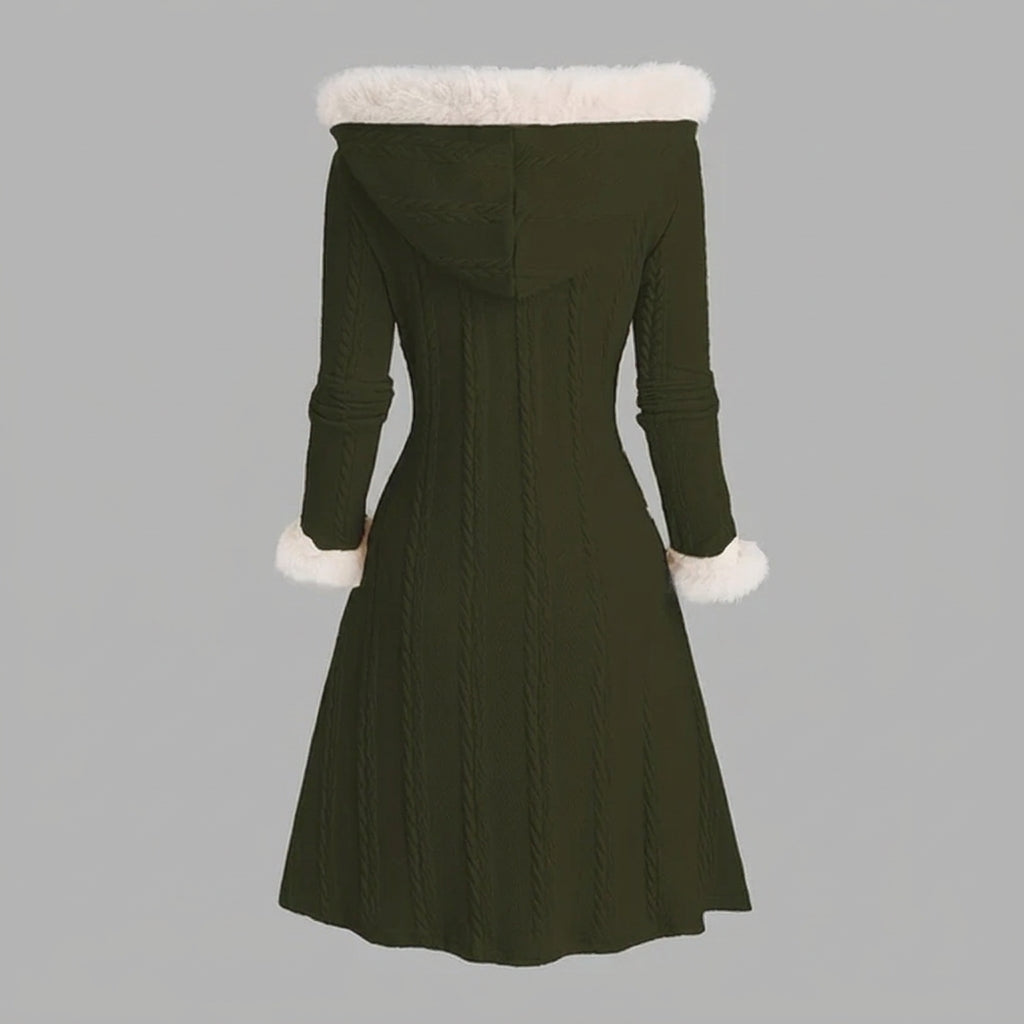 Women’s Hooded Coat Long Toggle Closure Casual Outerwear