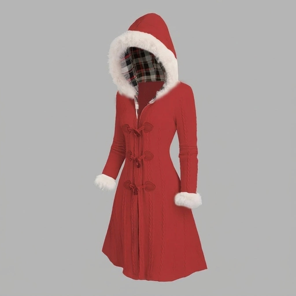Women’s Hooded Coat Long Toggle Closure Casual Outerwear