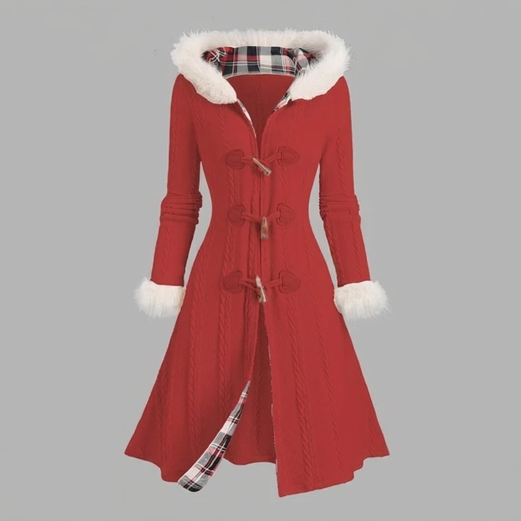 Women’s Hooded Coat Long Toggle Closure Casual Outerwear