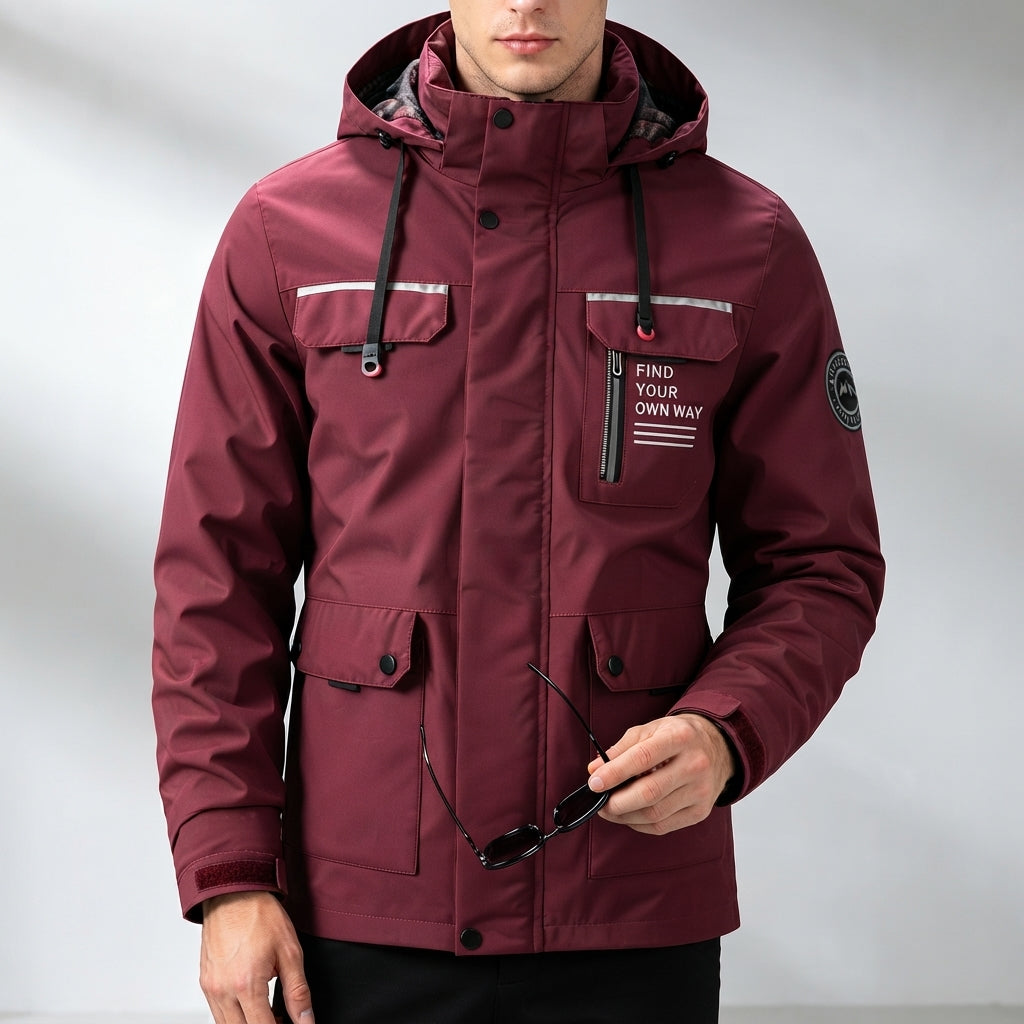 Men’s Hooded Jacket Casual Zip Up Outdoor Outerwear