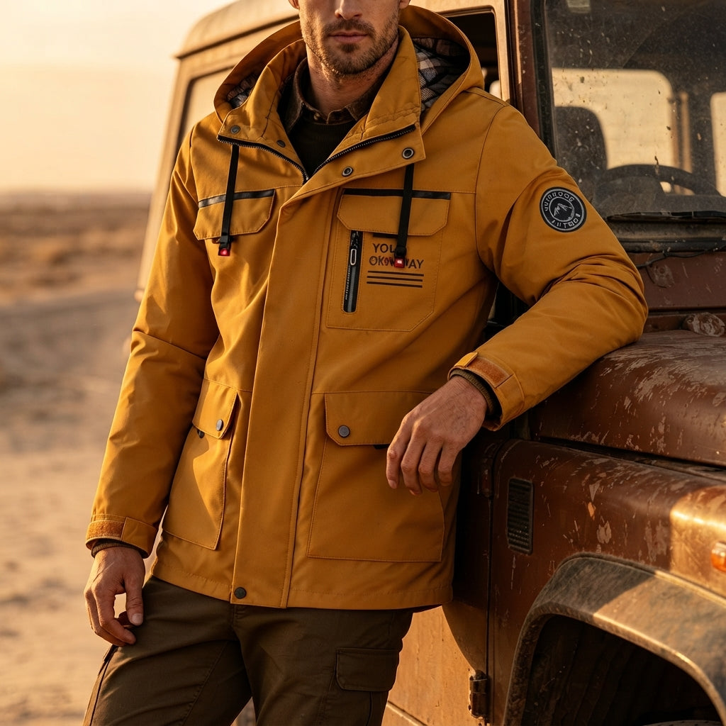Men’s Hooded Jacket Casual Zip Up Outdoor Outerwear