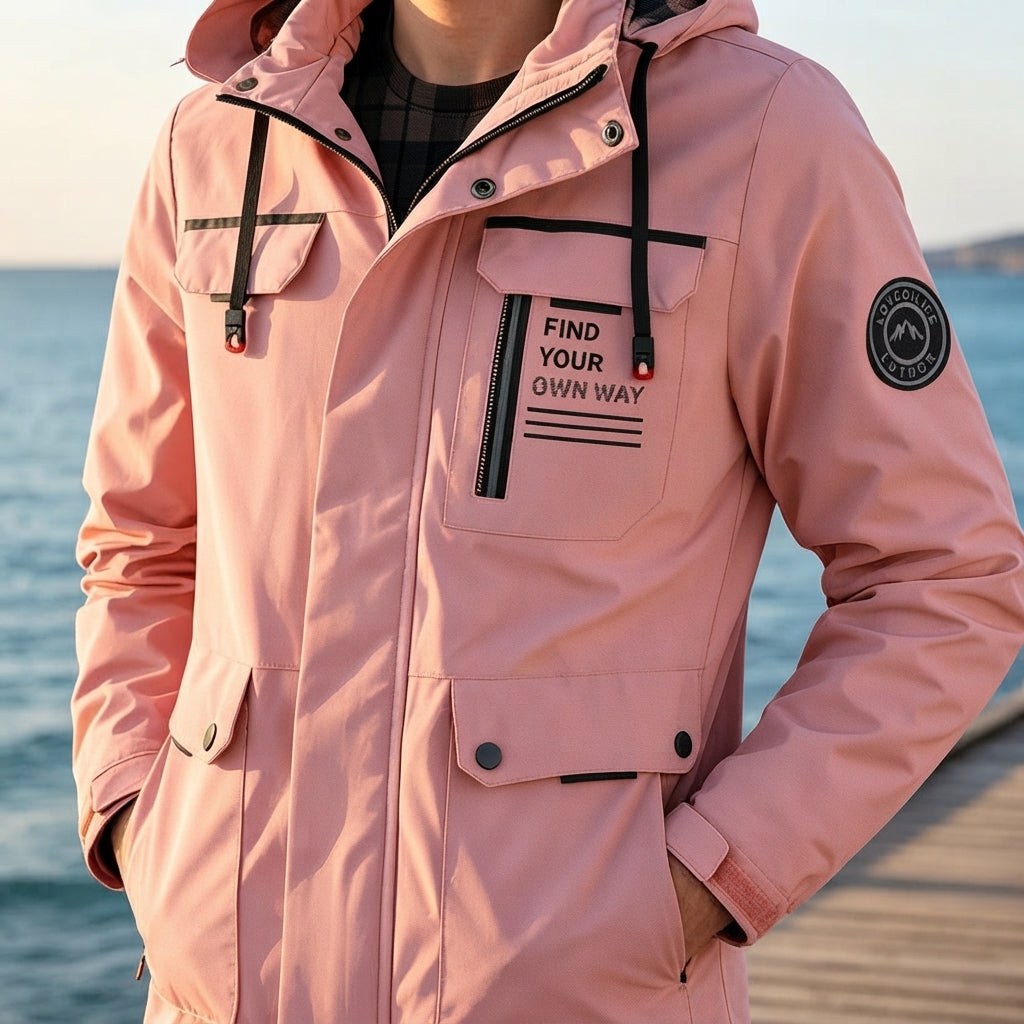 Men’s Hooded Jacket Casual Zip Up Outdoor Outerwear